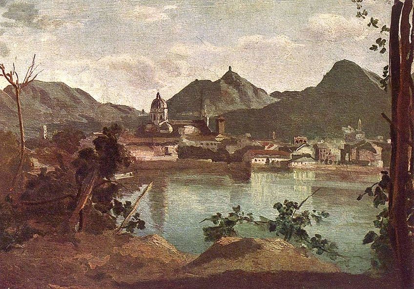 Камиль Коро Город и озеро Комо 1834